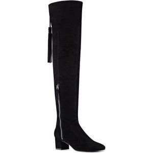 NEW NINE WEST BLACK SUEDE LEATHER OVER THE KNEE BOOTS